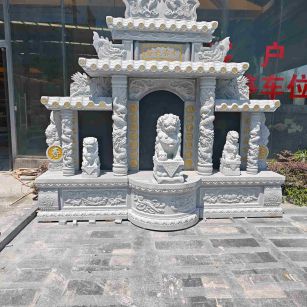 德阳芝麻白中国黑石材套墓 花岗岩墓碑